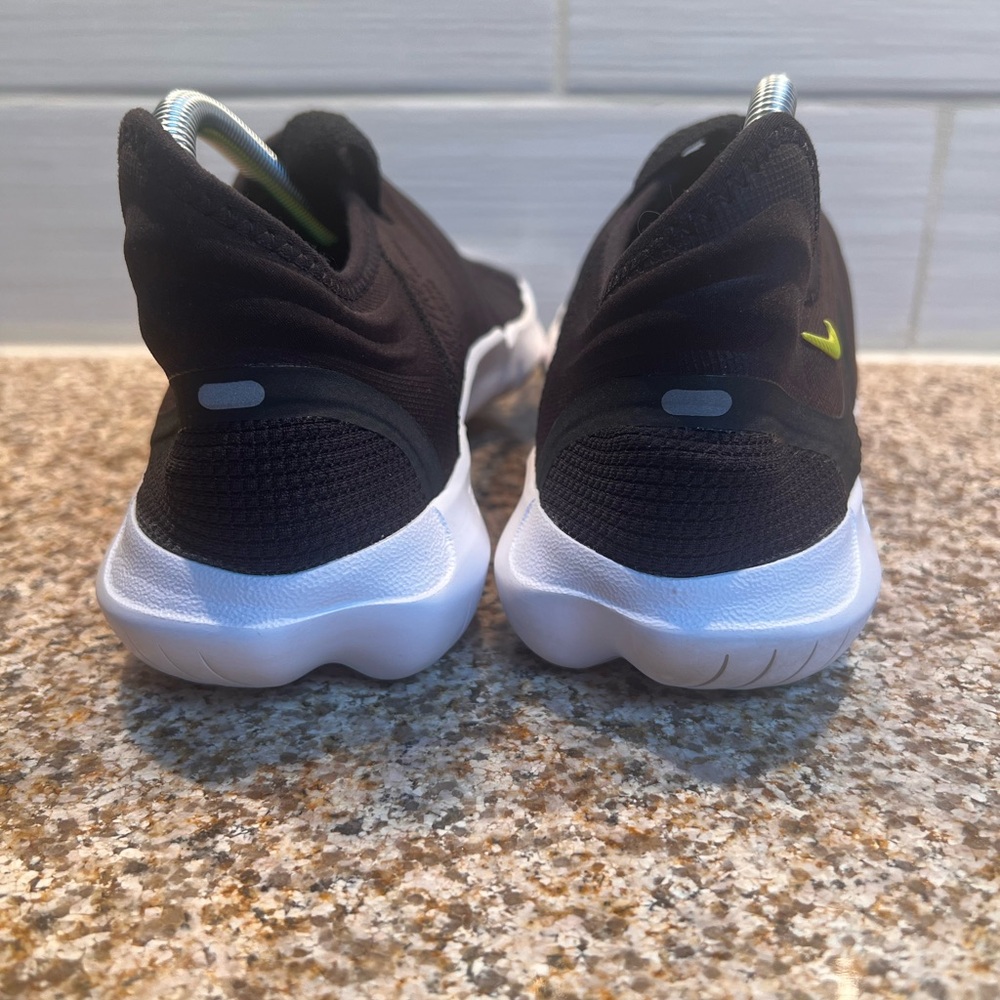 Nike Black Slip-On Athletic Shoes with White Sole and Neon Yellow Swoosh - Picture 3 of 8